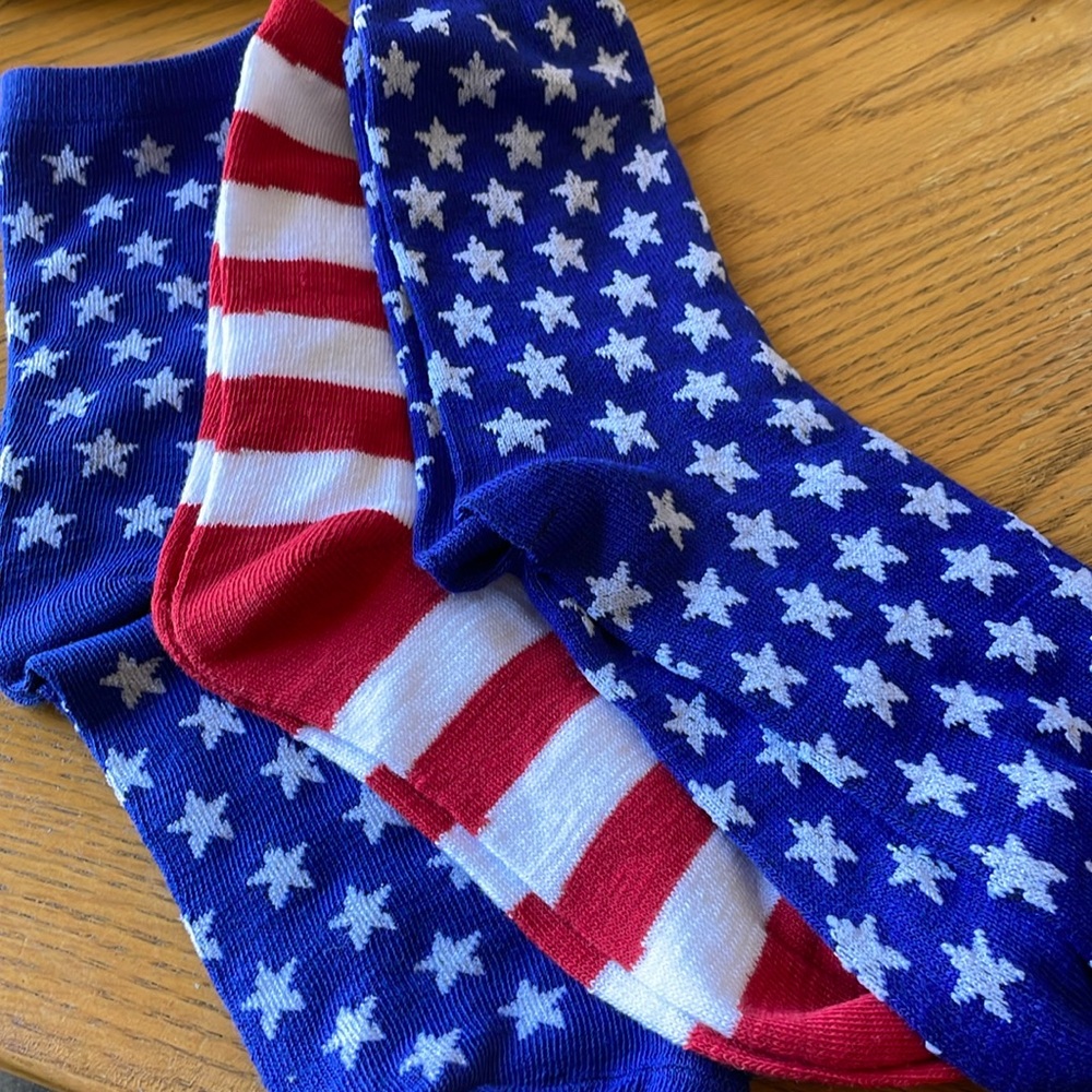4th of July Election Day USA Patriotic Socks Size 6-8 (3 pairs)